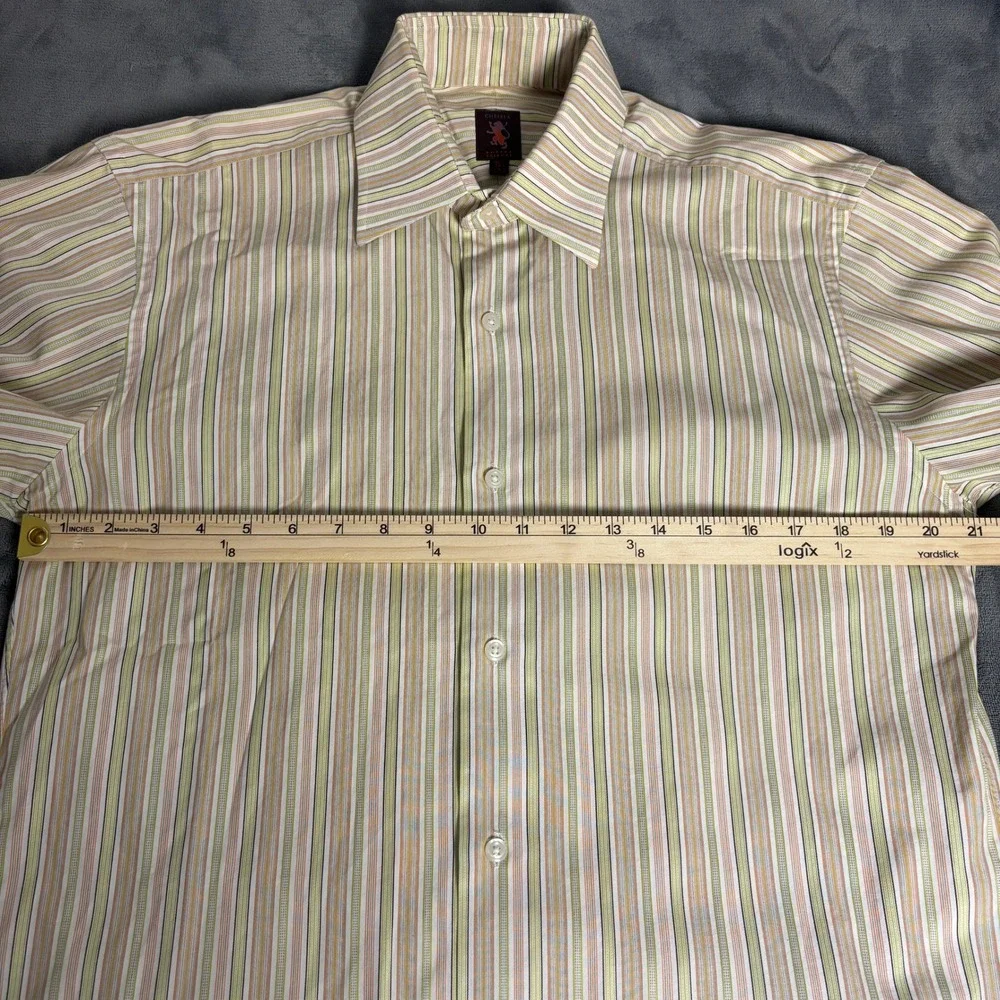 Robert Talbott Chelsea Men's 15.5 L Striped Cotton Shirt Multicolor Preppy Y2K